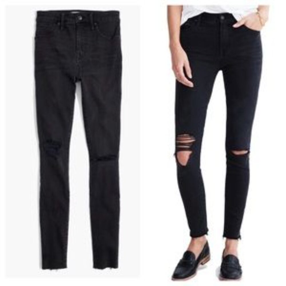 Madewell 9" High-Rise Skinny Jeans Black Raw Hem Women’s 27